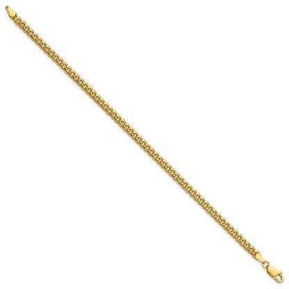 14K Gelbgold 3.5mm Halbmassiv Miami Kubanisch Kette Fußkettchen