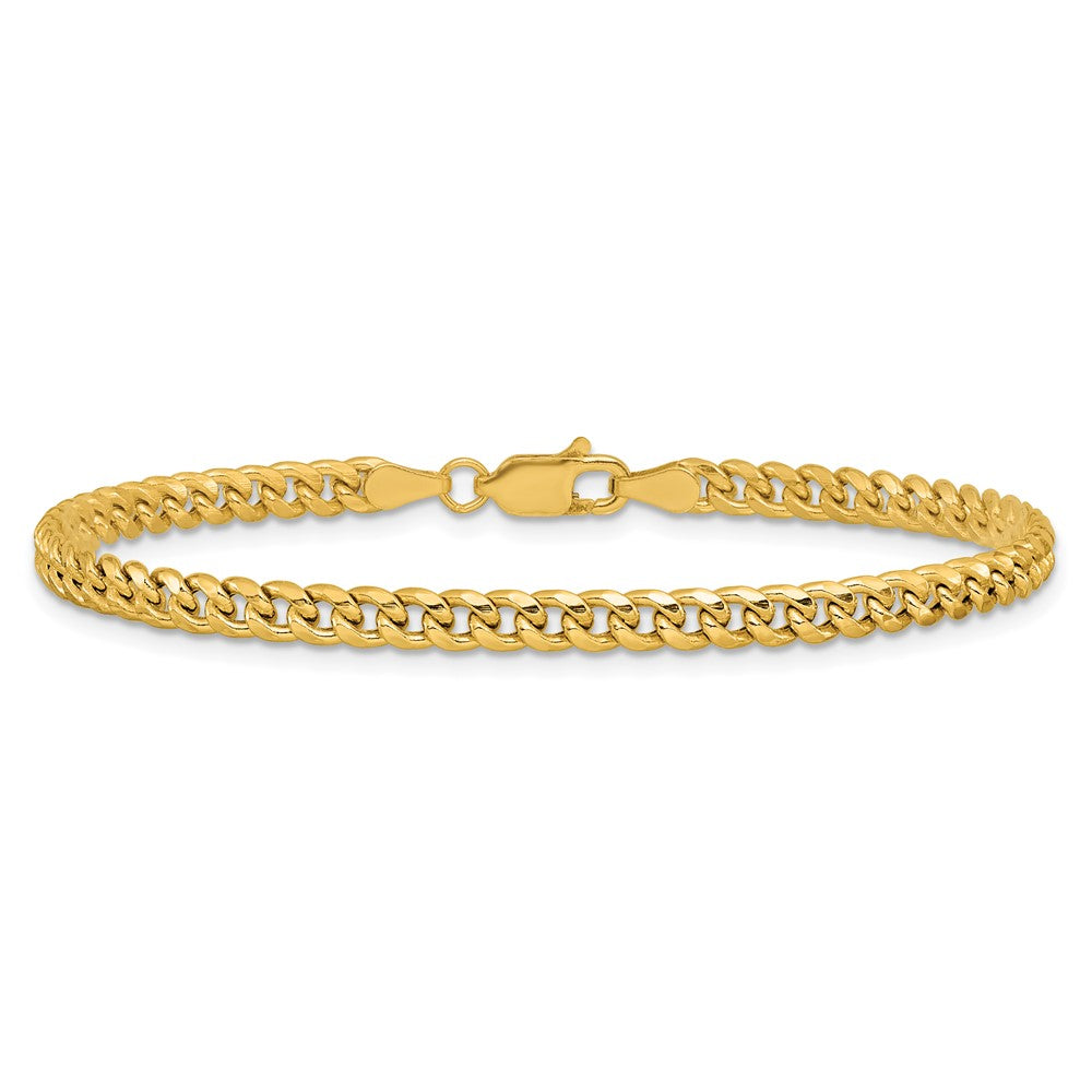 14K Gelbgold 3.5mm Halbmassiv Miami Kubanisch Kette Fußkettchen