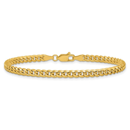 14K Gelbgold 3.5mm Halbmassiv Miami Kubanisch Gliederarmband