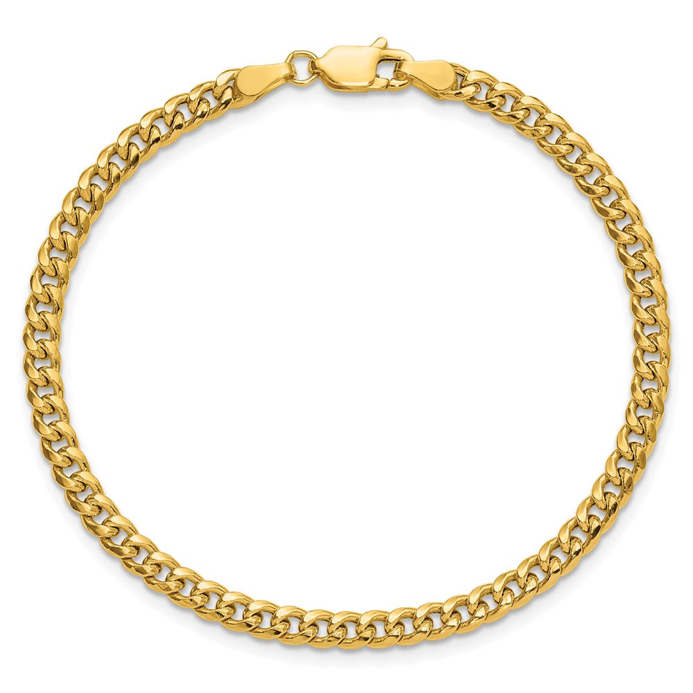14K Gelbgold 3.5mm Halbmassiv Miami Kubanisch Kette Fußkettchen