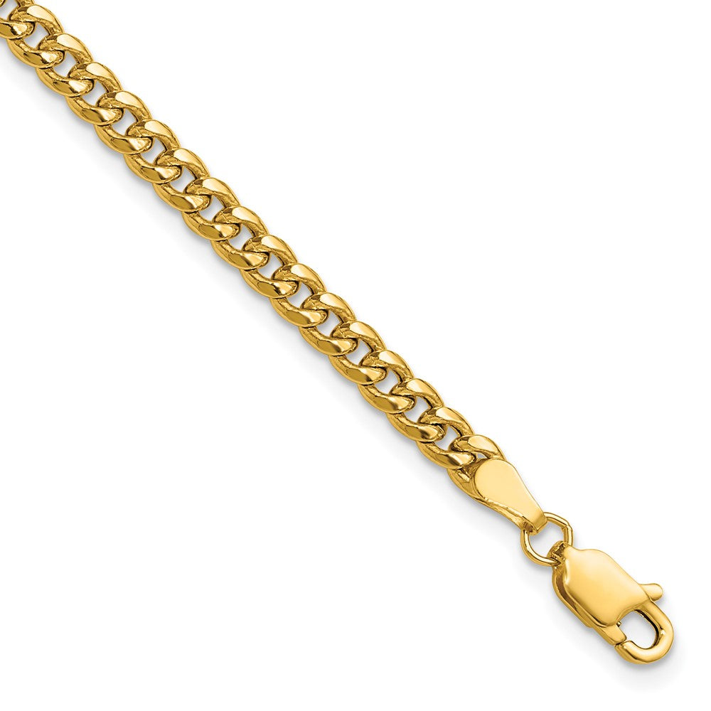 14K Gelbgold 3.5mm Halbmassiv Miami Kubanisch Kette Fußkettchen
