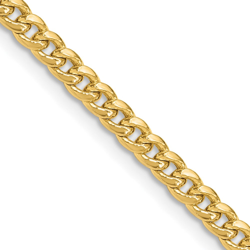 14K Gelbgold 3.5mm Halbmassiv Miami Kubanisch Halskette