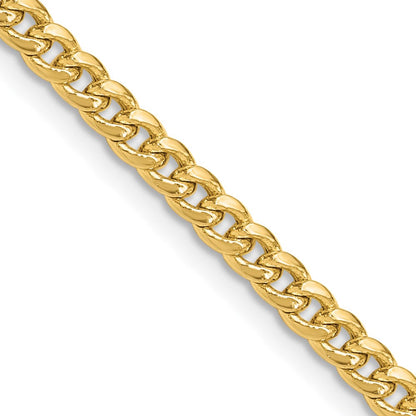 14K Gelbgold 3.5mm Halbmassiv Miami Kubanisch Halskette
