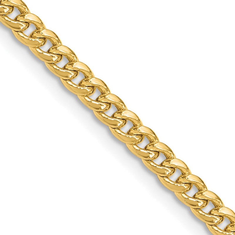 14K Gelbgold 3.5mm Halbmassiv Miami Kubanisch Halskette