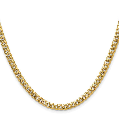 14K Gelbgold 4.5mm Halbmassiv Miami Kubanisch Halskette