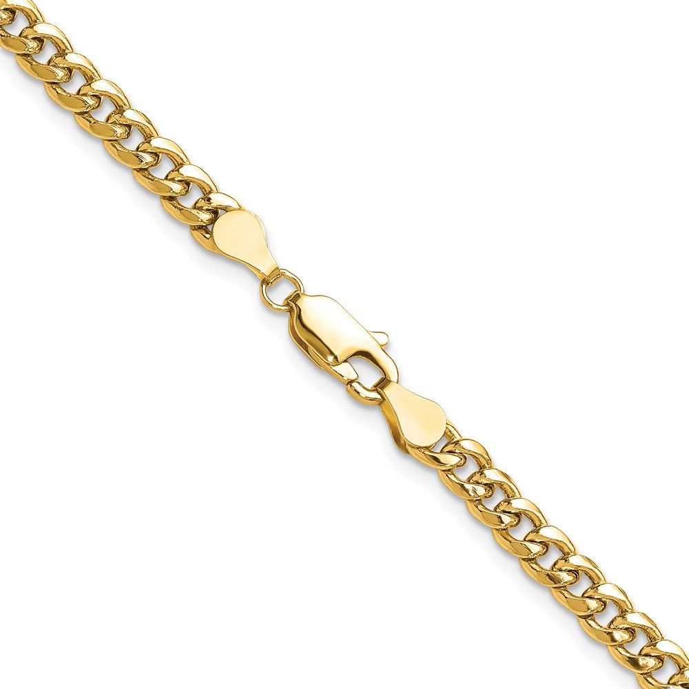 14K Gelbgold 4.5mm Halbmassiv Miami Kubanisch Halskette