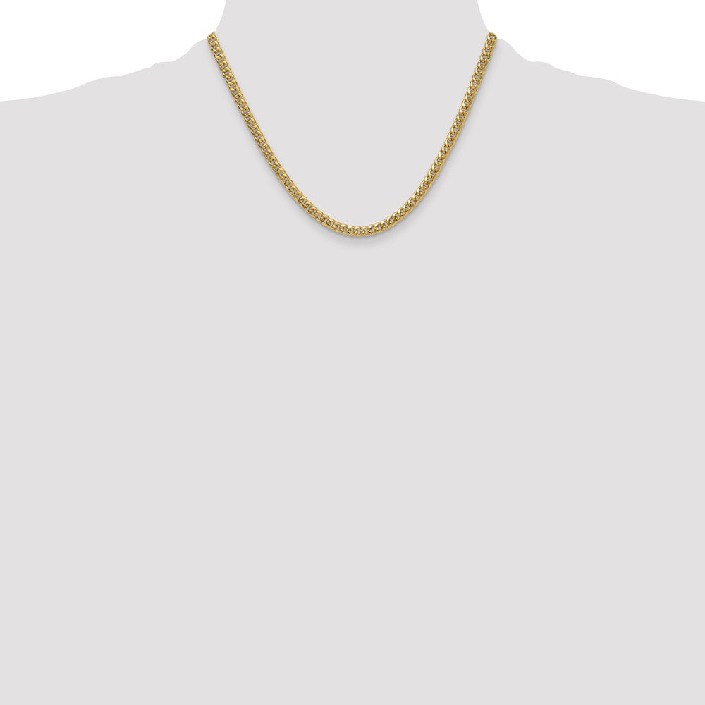 14K Gelbgold 4.5mm Halbmassiv Miami Kubanisch Halskette