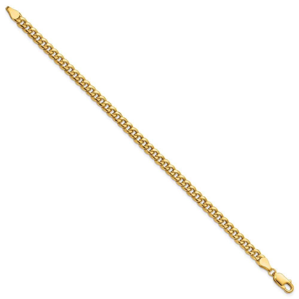 14K Gelbgold 4.5mm Halbmassiv Miami Kubanisch Kette Fußkettchen