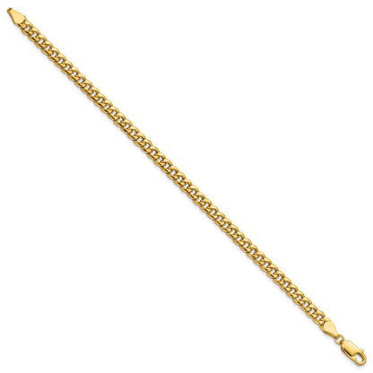 14K Gelbgold 4.5mm Halbmassiv Miami Kubanisch Gliederarmband