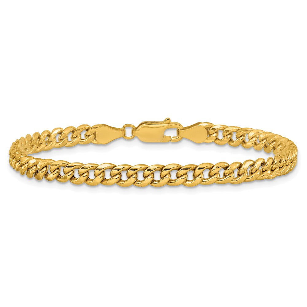 14K Gelbgold 4.5mm Halbmassiv Miami Kubanisch Kette Fußkettchen