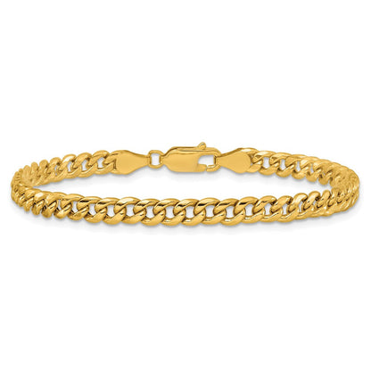 14K Gelbgold 4.5mm Halbmassiv Miami Kubanisch Kette Fußkettchen