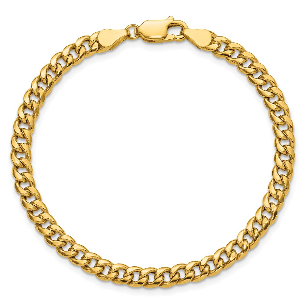 14K Gelbgold 4.5mm Halbmassiv Miami Kubanisch Gliederarmband