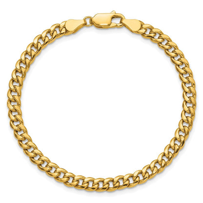 14K Gelbgold 4.5mm Halbmassiv Miami Kubanisch Gliederarmband