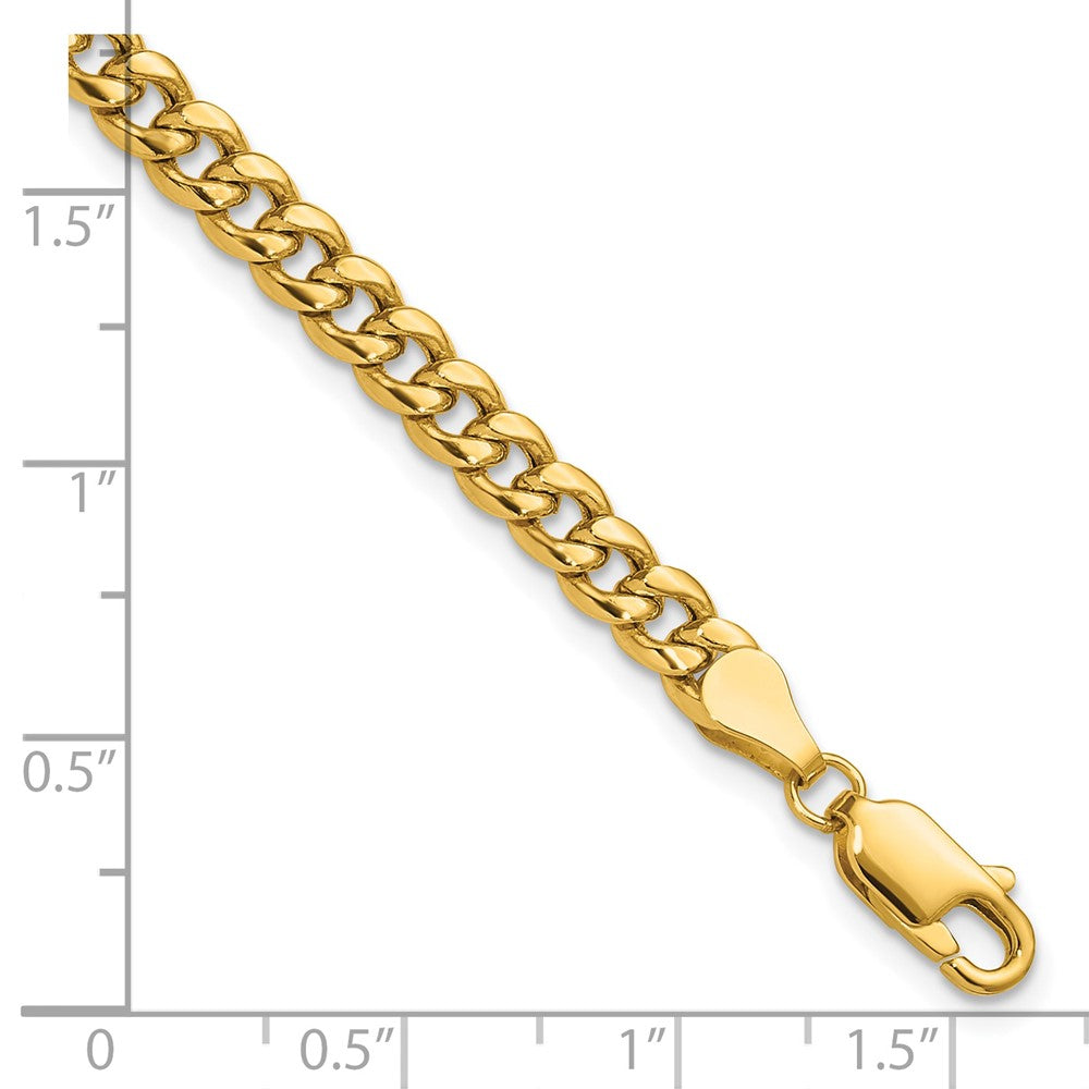 14K Gelbgold 4.5mm Halbmassiv Miami Kubanisch Gliederarmband