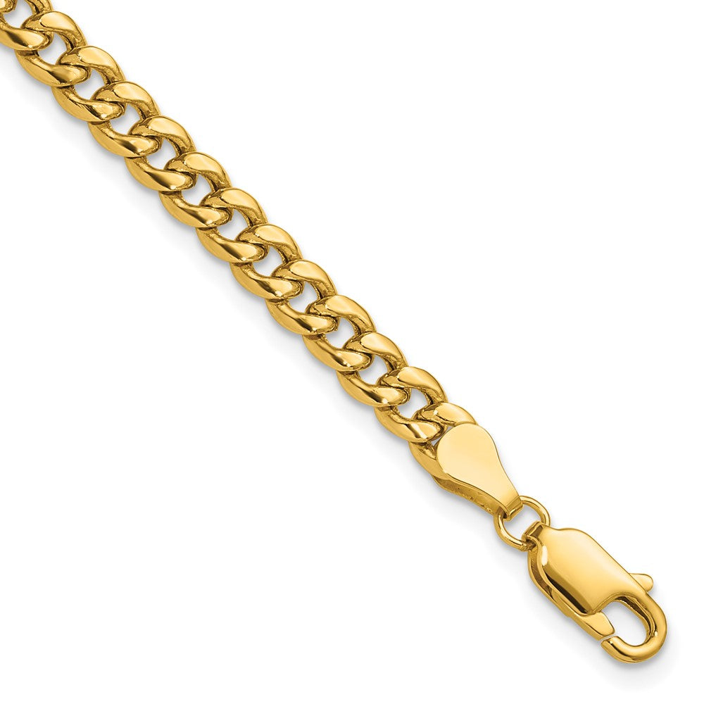 14K Gelbgold 4.5mm Halbmassiv Miami Kubanisch Kette Fußkettchen