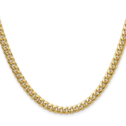 14K Gelbgold 5.25mm Halbmassiv Miami Kubanisch Halskette