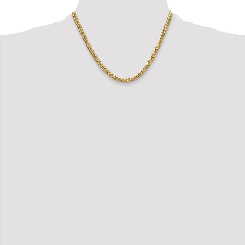 14K Gelbgold 5.25mm Halbmassiv Miami Kubanisch Halskette