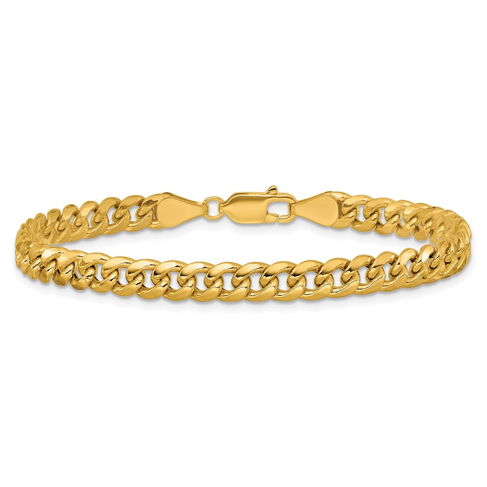 14K Gelbgold 5.25mm Halbmassiv Miami Kubanisch Gliederarmband