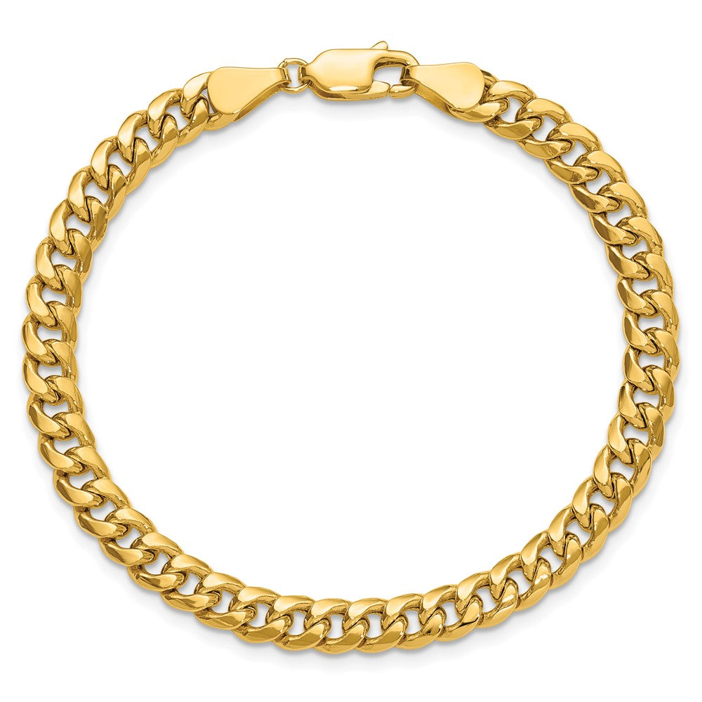 14K Gelbgold 5.25mm Halbmassiv Miami Kubanisch Gliederarmband