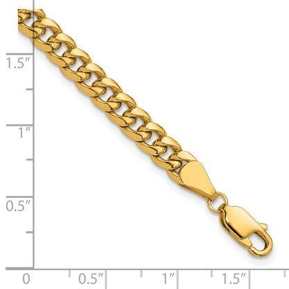 14K Gelbgold 5.25mm Halbmassiv Miami Kubanisch Gliederarmband