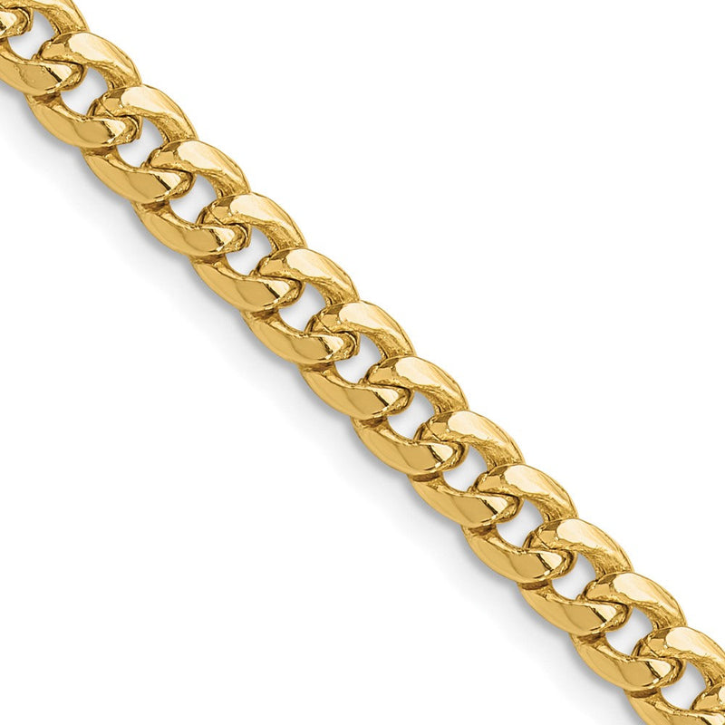 14K Gelbgold 5.25mm Halbmassiv Miami Kubanisch Halskette
