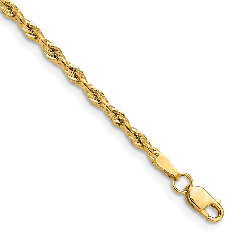 14K Gelbgold 14ky 2.5mm Halbmassiv Kordel Gliederarmband