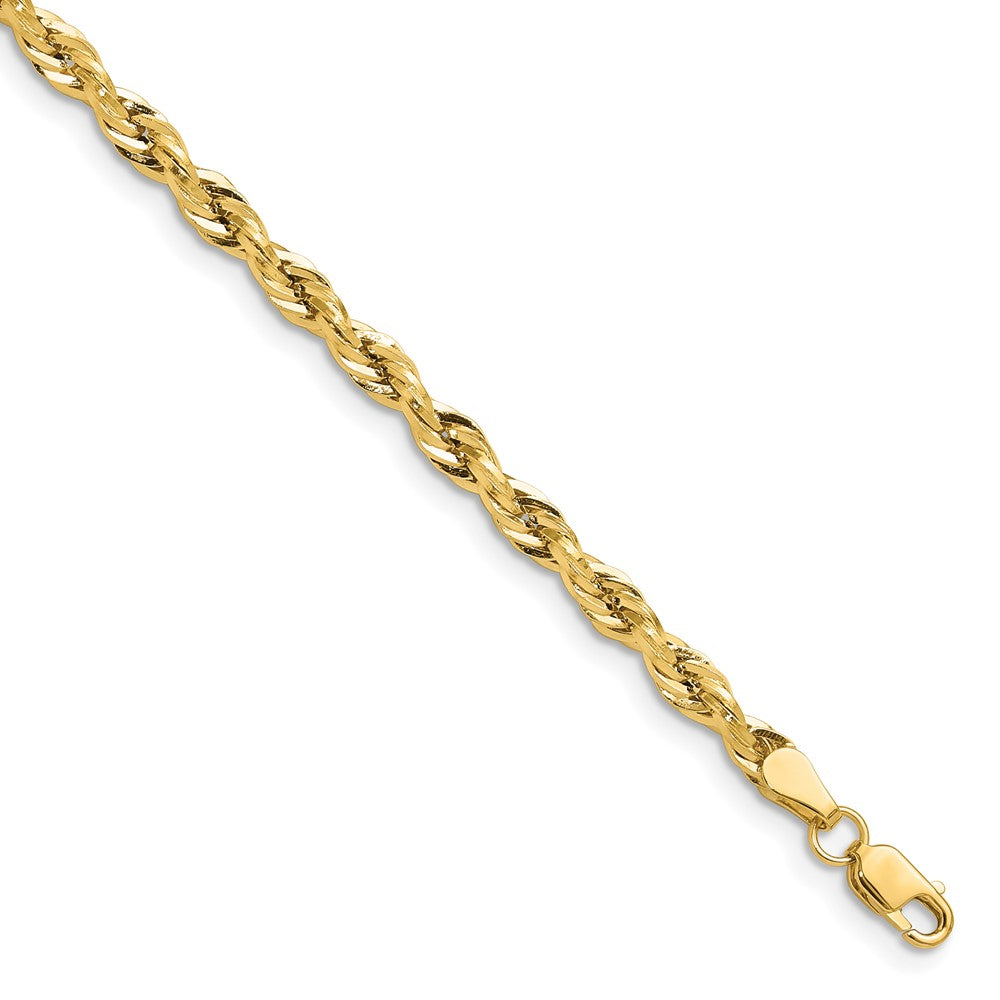 14K Gelbgold 14ky 3.5mm Halbmassiv Kordel Gliederarmband