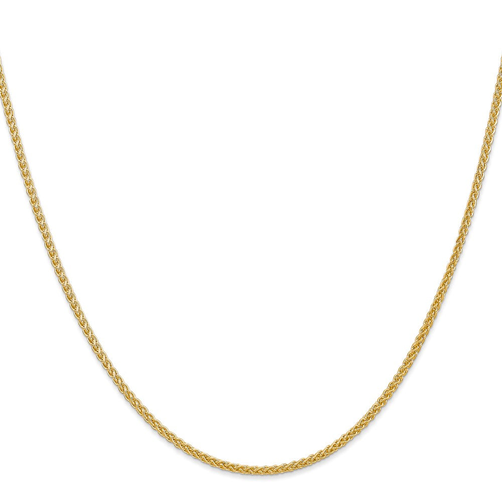 14K Gelbgold 2mm Halbmassiv Weizen mit Karabinerverschluss Halskette