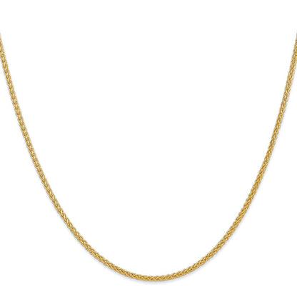14K Gelbgold 2mm Halbmassiv Weizen mit Karabinerverschluss Halskette