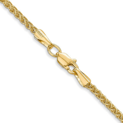 14K Gelbgold 2mm Halbmassiv Weizen mit Karabinerverschluss Halskette