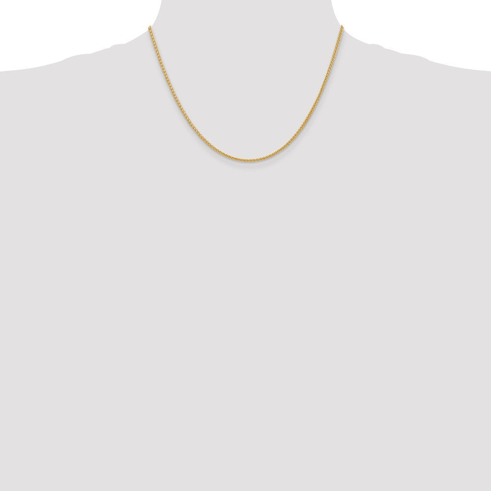 14K Gelbgold 2mm Halbmassiv Weizen mit Karabinerverschluss Halskette