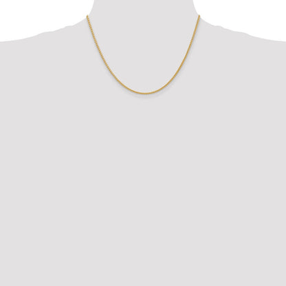 14K Gelbgold 2mm Halbmassiv Weizen mit Karabinerverschluss Halskette