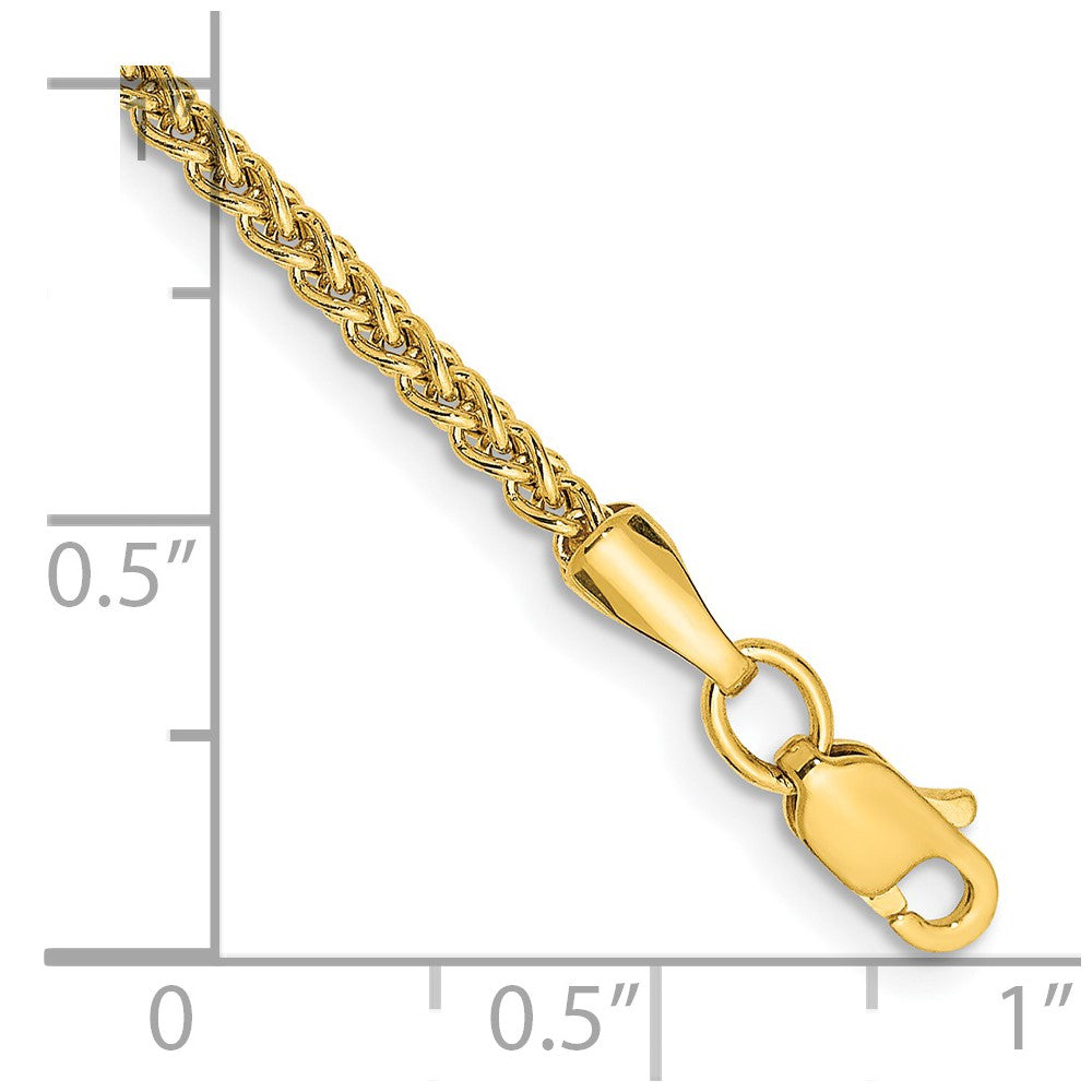14K Gelbgold 2mm Halbmassiv Weizen mit Karabinerverschluss Kette Fußkettchen