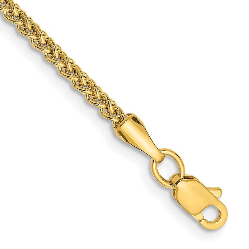 14K Gelbgold 2mm Halbmassiv Weizen mit Karabinerverschluss Kette Fußkettchen
