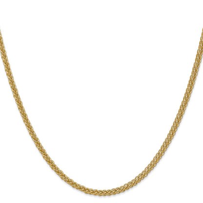 14K Gelbgold 2.6mm Halbmassiv 3-wire Weizen mit Karabinerverschluss Halskette