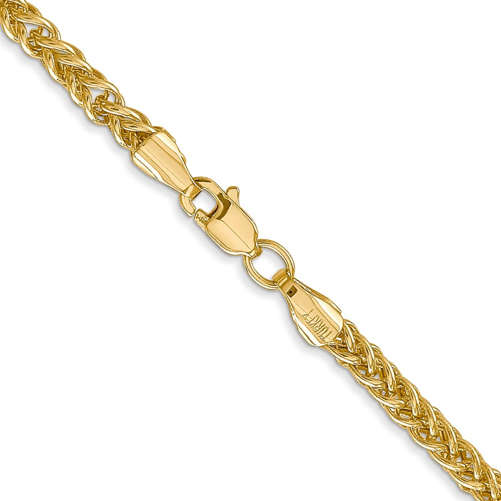 14K Gelbgold 2.6mm Halbmassiv 3-wire Weizen mit Karabinerverschluss Halskette