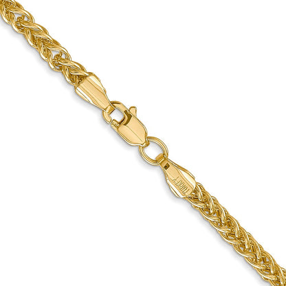 14K Gelbgold 2.6mm Halbmassiv 3-wire Weizen mit Karabinerverschluss Halskette