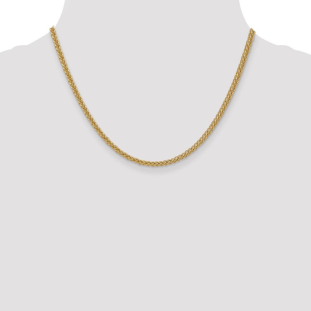 14K Gelbgold 2.6mm Halbmassiv 3-wire Weizen mit Karabinerverschluss Halskette