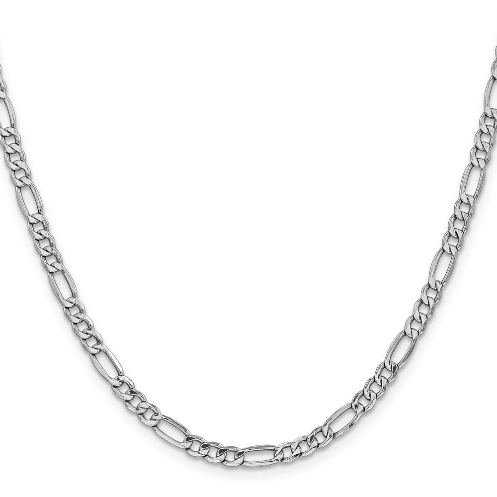 14K Weißgold 4.4mm Halbmassiv Figaro mit Karabinerverschluss Halskette