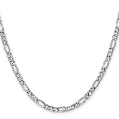 14K Weißgold 4.4mm Halbmassiv Figaro mit Karabinerverschluss Halskette