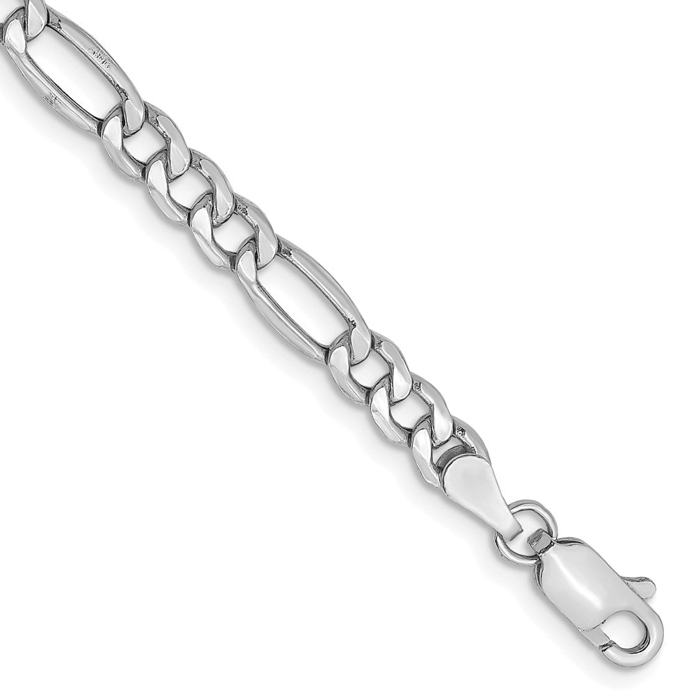 14K Weißgold 4.4mm Halbmassiv Figaro mit Karabinerverschluss Gliederarmband