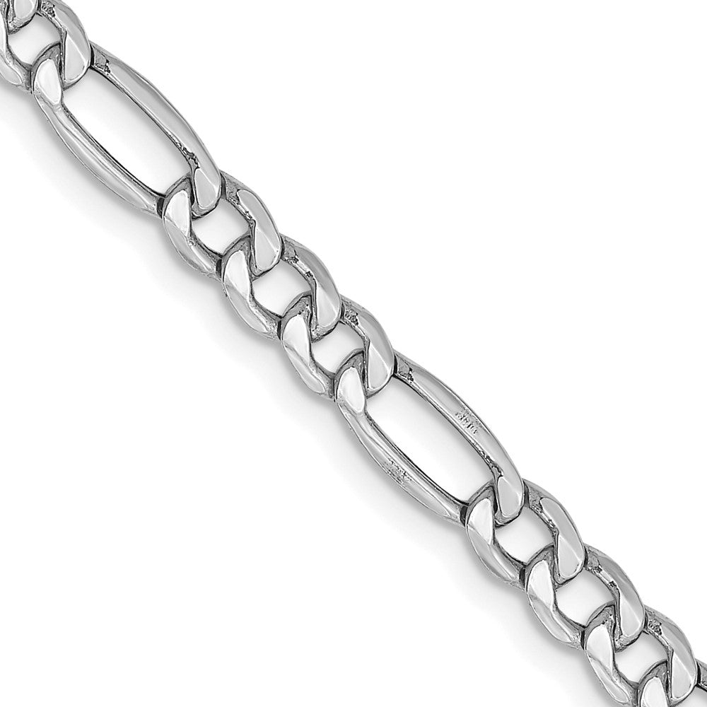 14K Weißgold 4.4mm Halbmassiv Figaro mit Karabinerverschluss Halskette