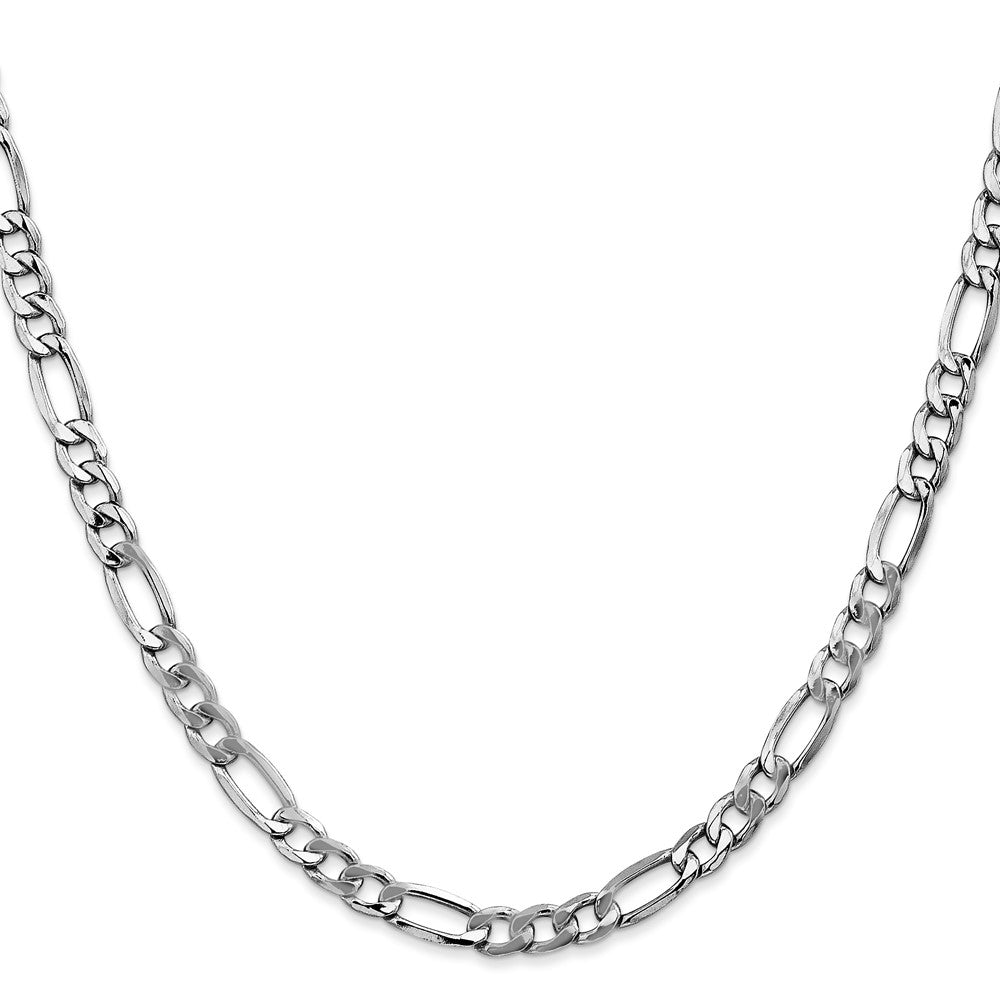 14K Weißgold 5.75mm Halbmassiv Figaro mit Karabinerverschluss Halskette