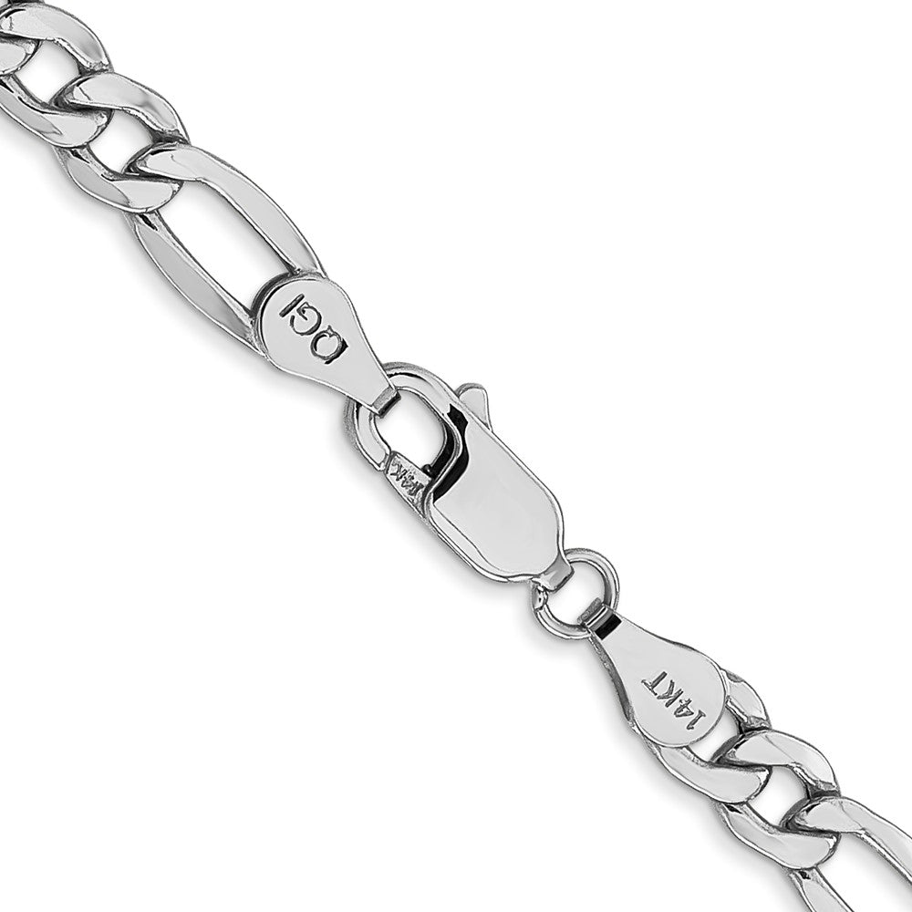 14K Weißgold 5.75mm Halbmassiv Figaro mit Karabinerverschluss Halskette