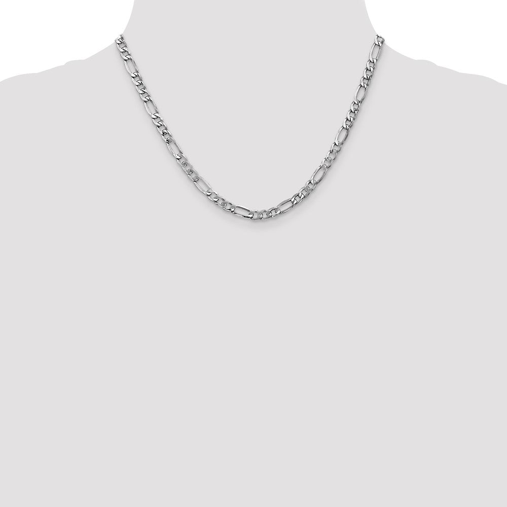 14K Weißgold 5.75mm Halbmassiv Figaro mit Karabinerverschluss Halskette