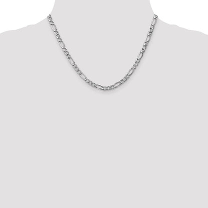 14K Weißgold 5.75mm Halbmassiv Figaro mit Karabinerverschluss Halskette