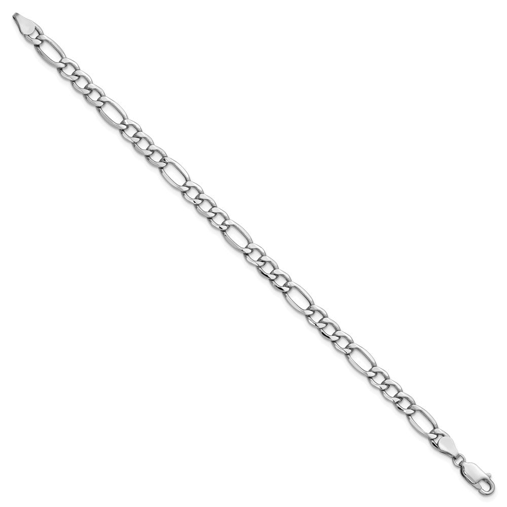 14K Weißgold 5.75mm Halbmassiv Figaro mit Karabinerverschluss Gliederarmband