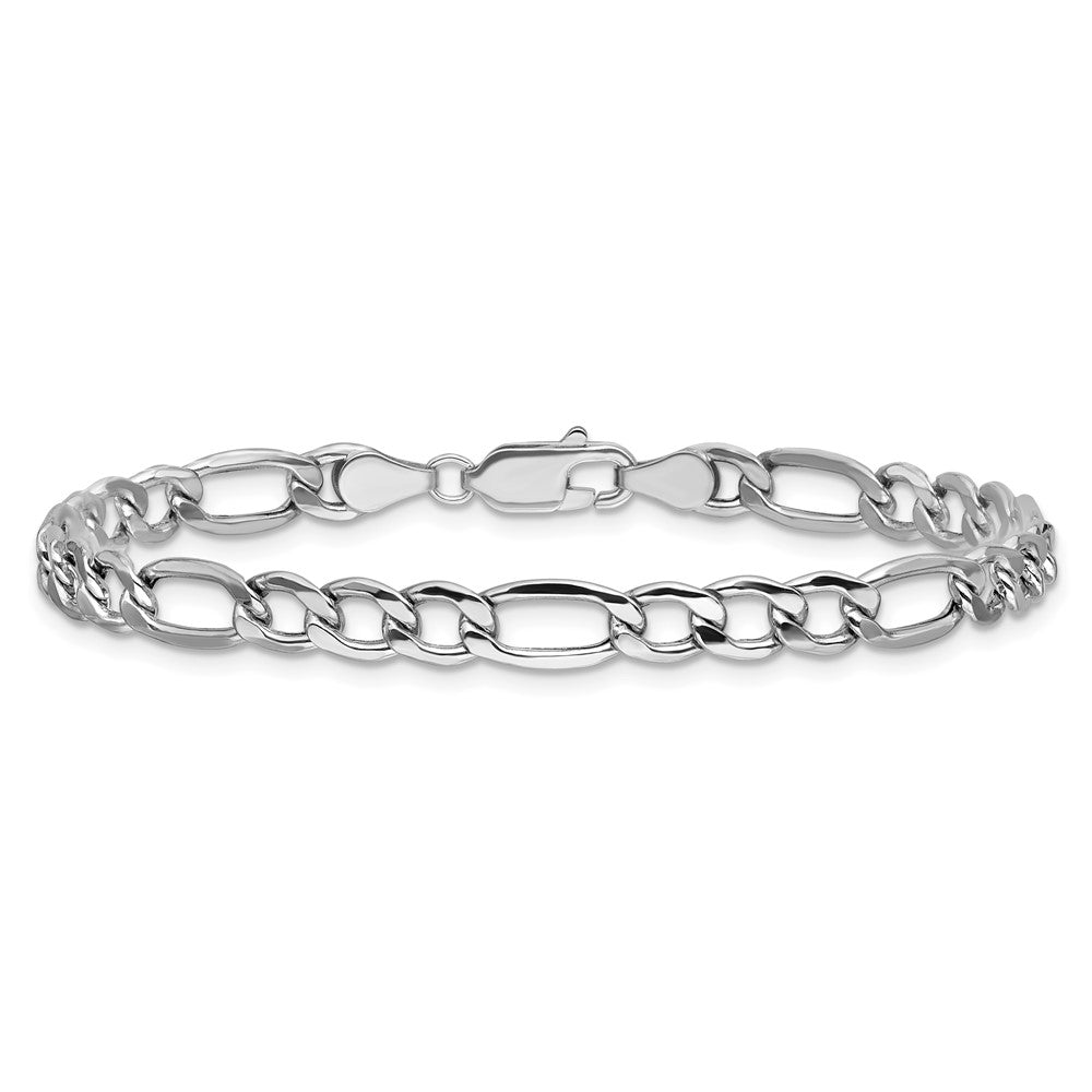 14K Weißgold 5.75mm Halbmassiv Figaro mit Karabinerverschluss Gliederarmband