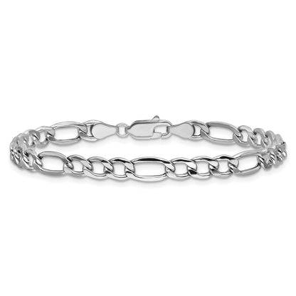 14K Weißgold 5.75mm Halbmassiv Figaro mit Karabinerverschluss Gliederarmband
