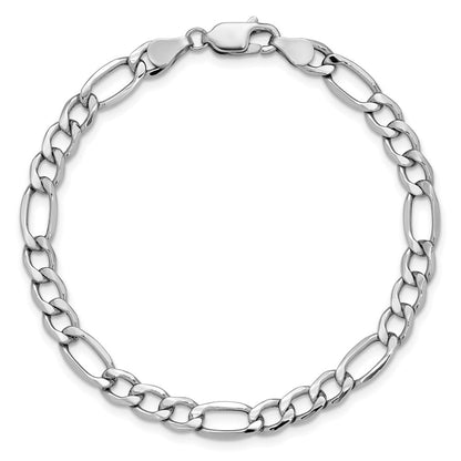 14K Weißgold 5.75mm Halbmassiv Figaro mit Karabinerverschluss Gliederarmband
